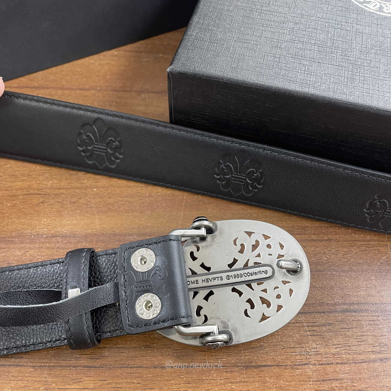 Chrome Hearts Classic Oval Cross Leather Belt Black (5) - www.newkick.vip